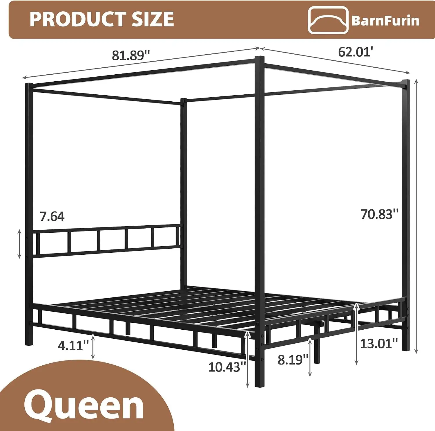 메탈 캐노피 침대 프레임 퀸 사이즈, 메탈 슬랫 지지대 - Canopy Bed Frame Metal Queen 리뷰 및 가격