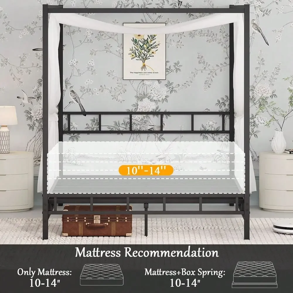 메탈 캐노피 침대 프레임, 메탈 슬랫 지지대가 있는 퀸 - Canopy Bed Frame Metal Queen 리뷰 및 가격
