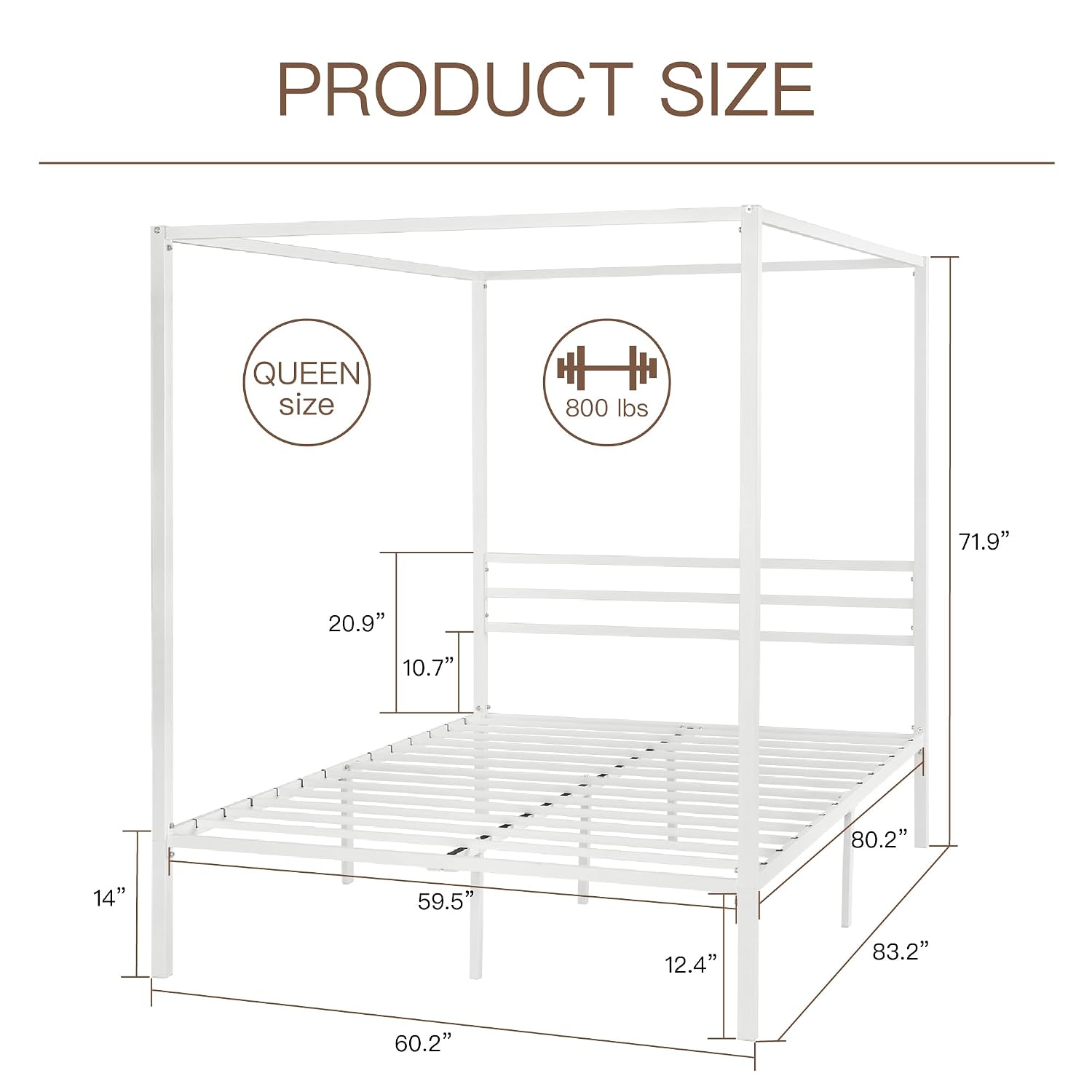 메탈 캐노피 침대 프레임 퀸 사이즈, 고강도 지지대,  - Canopy Bed Frame Metal Queen 리뷰 및 가격