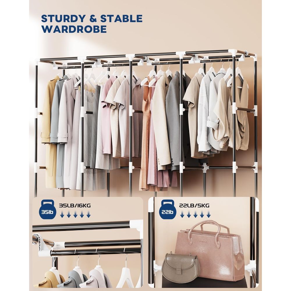4개의 걸이봉이 있는 옷 정리함, 휴대용 옷장, 부직포 - Wardrobe Closet Portable Fabric Cover 리뷰 및 가격