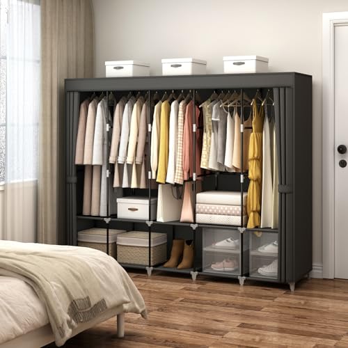 83인치 대용량 휴대용 옷장, 옷걸이용, 패브릭 커버  - Wardrobe Closet Portable Fabric Cover 리뷰 및 가격
