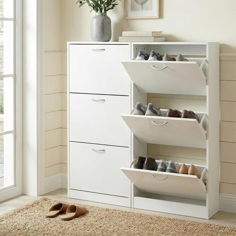 좁은 현관용 신발장 3단 플립 서랍 - 가정 및 아파트 - Shoe Rack Cabinet Narrow Entryway 리뷰 및 가격