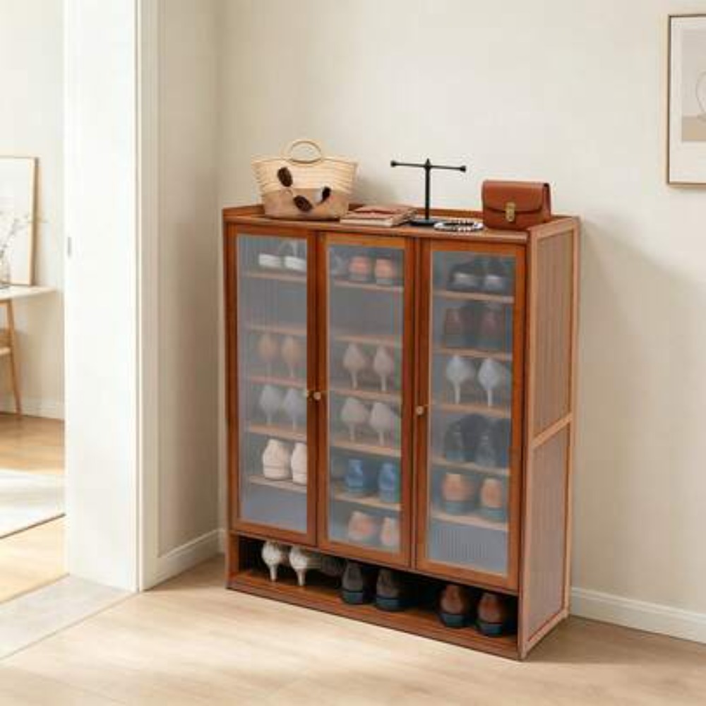 신발장 8단 3도어 독립형 대나무 신발 정리대, 반투명 - Shoe Rack Cabinet Narrow Entryway 리뷰 및 가격