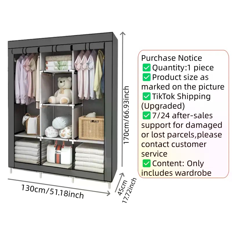 64인치 휴대용 커버형 부직포 옷장, 다기능 접이식 옷 - Wardrobe Closet Portable Fabric Cover 리뷰 및 가격