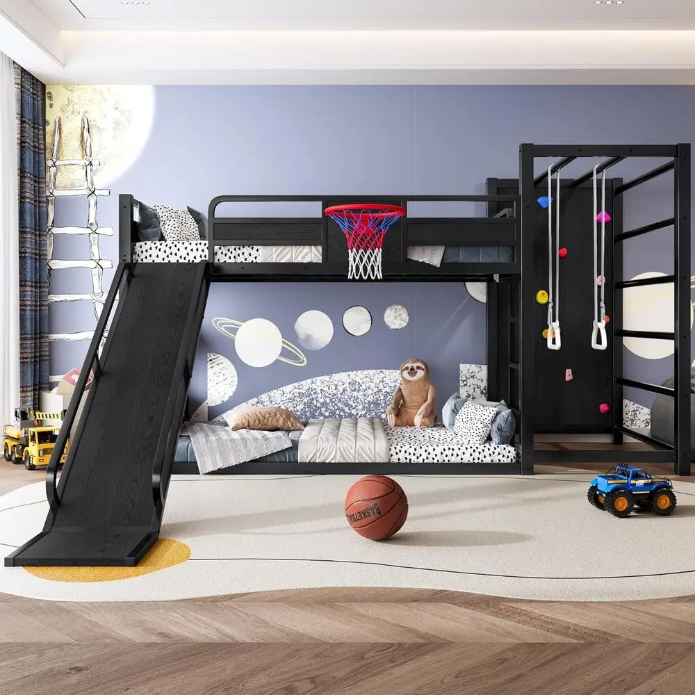 농구대, 계단, 슬라이드, 풀업 링, 클라이밍 월, 장 - Bunk Bed With Stairs And Slide 리뷰 및 가격