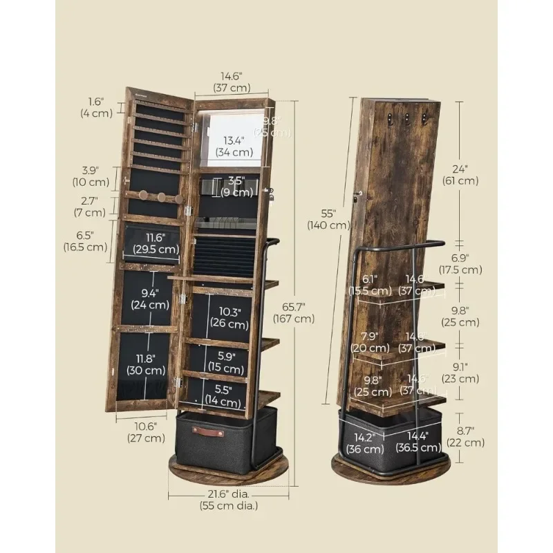 360 °   회전식 조명 거울 보석함, 전신 거울과  - Full Length Mirror Jewelry Armoire 리뷰 및 가격